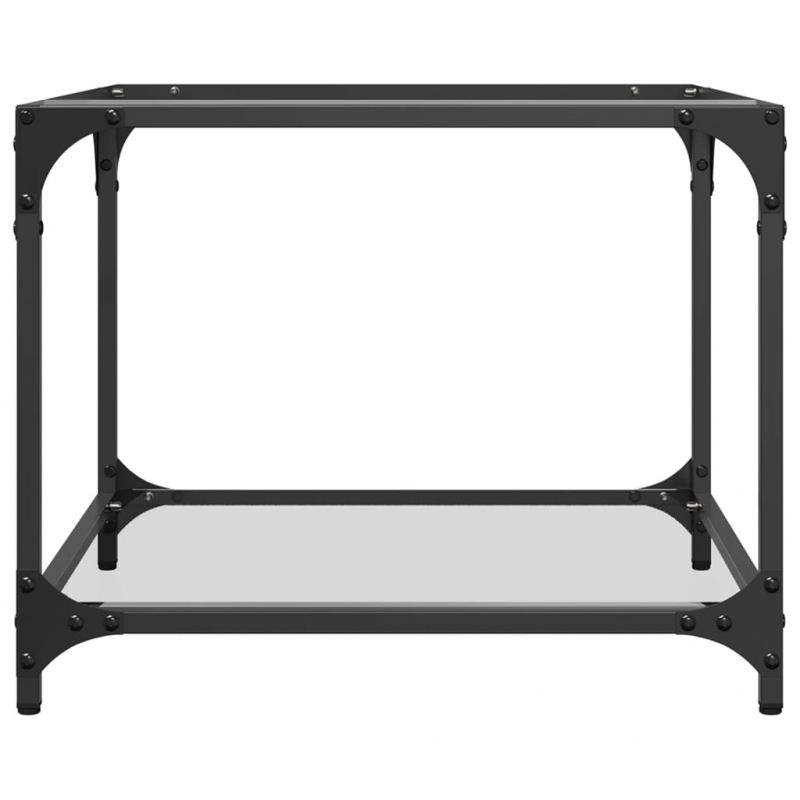 Couchtisch mit Glasplatte Transparent 50x50x40 cm Stahl