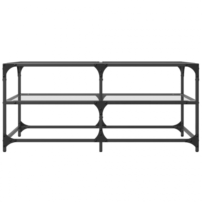 Couchtisch mit Glasplatte Transparent 98,5x50x45 cm Stahl