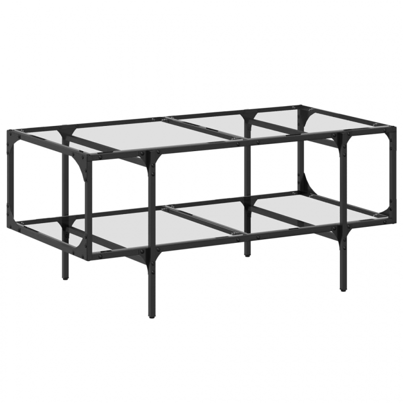 Couchtisch mit Glasplatte Transparent 98,5x50x45 cm Stahl