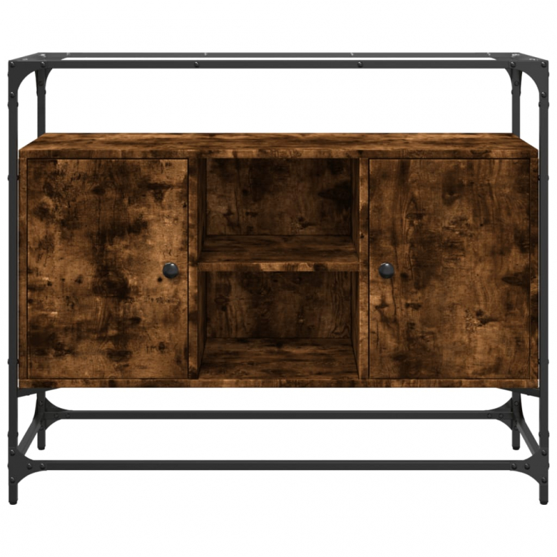 Sideboard mit Glasplatte Räuchereiche 98x35x81 cm Holzwerkstoff