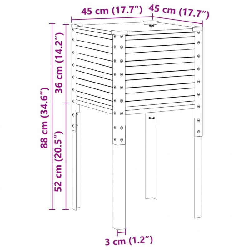 Pflanzkübel Anthrazit 45x45x88 cm Stahl