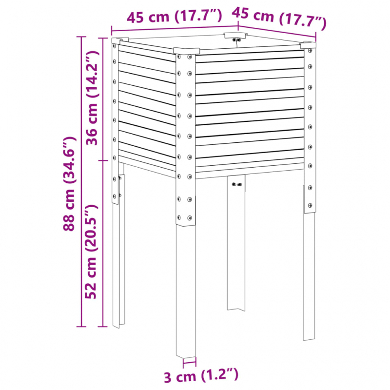 Pflanzkübel 45x45x88 cm Verzinkter Stahl