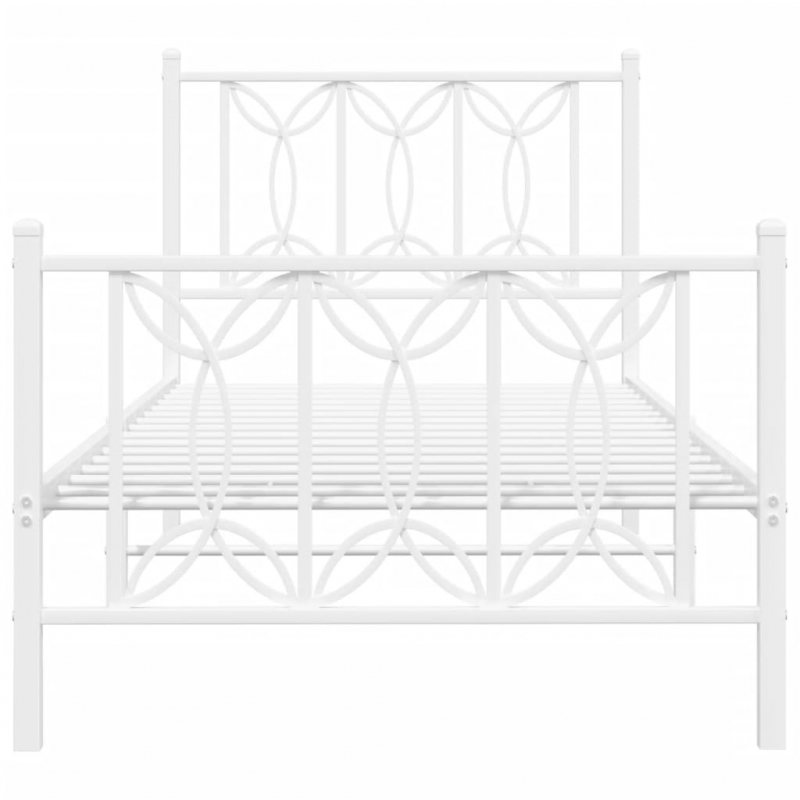 Bettgestell mit Kopf- und Fußteil Metall Weiß 75x190 cm