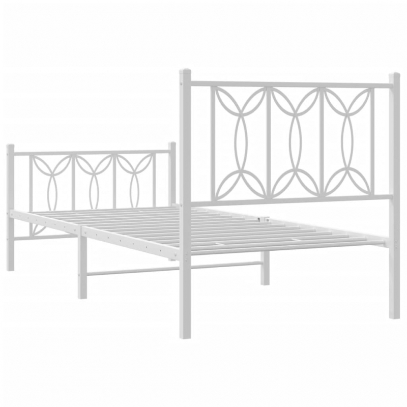 Bettgestell mit Kopf- und Fußteil Metall Weiß 80x200 cm