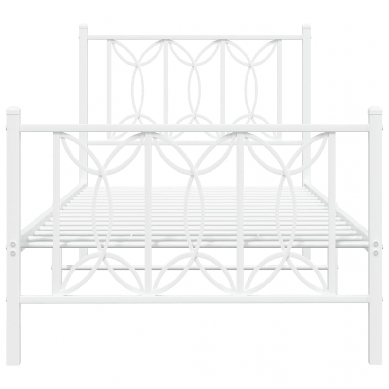 Bettgestell mit Kopf- und Fußteil Metall Weiß 90x190 cm