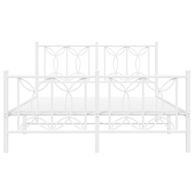 Bettgestell mit Kopf- und Fußteil Metall Weiß 135x190 cm