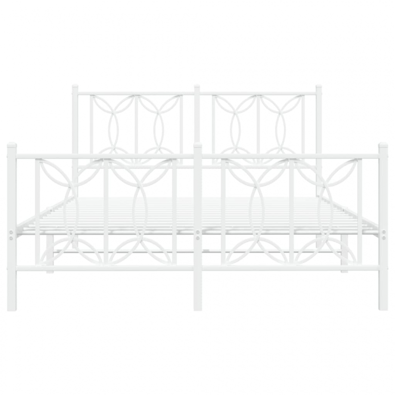 Bettgestell mit Kopf- und Fußteil Metall Weiß 140x200 cm