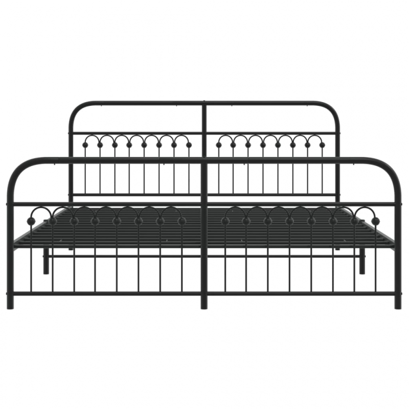 Bettgestell mit Kopf- und Fußteil Metall Schwarz 183x203 cm