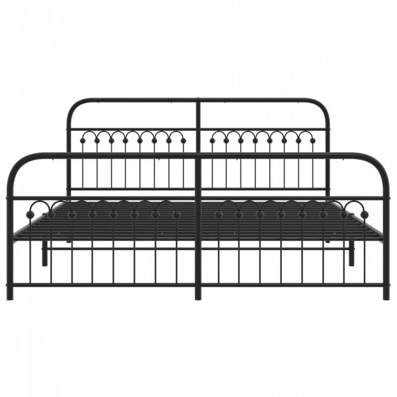 Bettgestell mit Kopf- und Fußteil Metall Schwarz 183x213 cm
