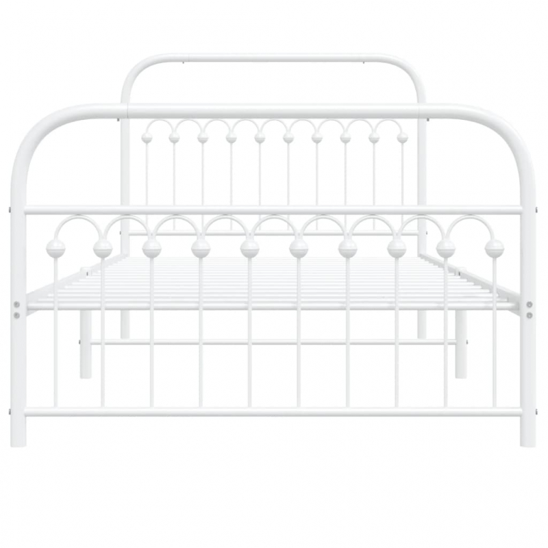 Bettgestell mit Kopf- und Fußteil Metall Weiß 107x203 cm