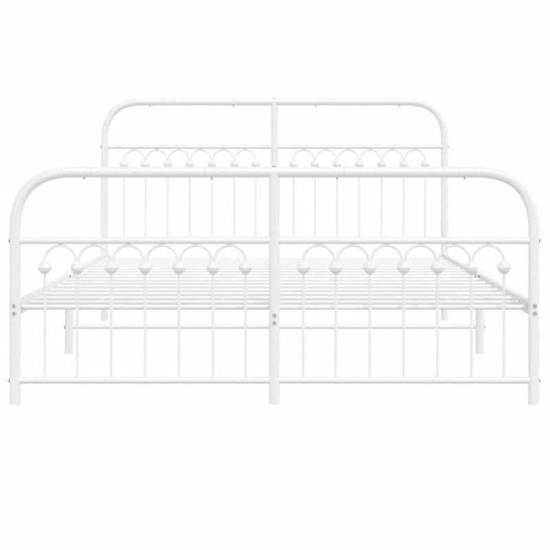 Bettgestell mit Kopf- und Fußteil Metall Weiß 150x200 cm