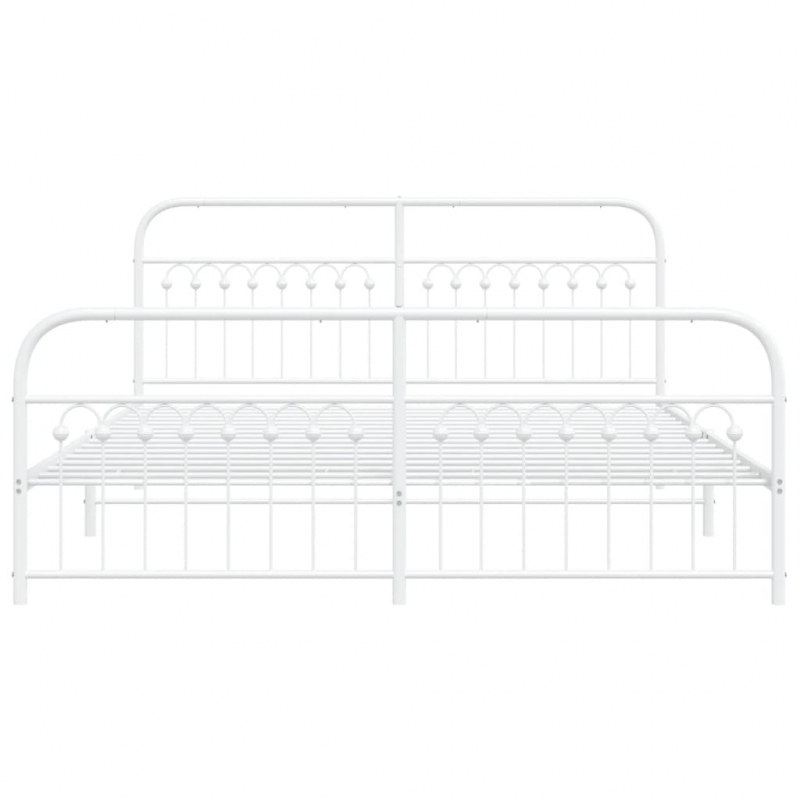Bettgestell mit Kopf- und Fußteil Metall Weiß 183x203 cm