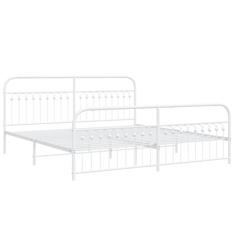 Bettgestell mit Kopf- und Fußteil Metall Weiß 193x203 cm