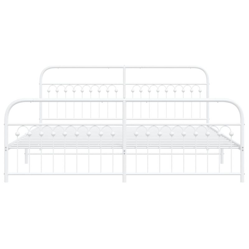 Bettgestell mit Kopf- und Fußteil Metall Weiß 193x203 cm