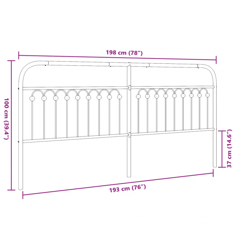 Kopfteil Metall Weiß 193 cm