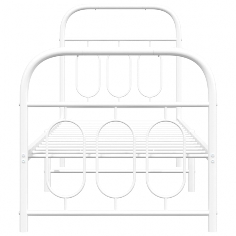 Bettgestell mit Kopf- und Fußteil Metall Weiß 75x190 cm
