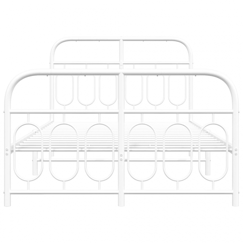 Bettgestell mit Kopf- und Fußteil Metall Weiß 120x200 cm