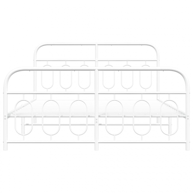 Bettgestell mit Kopf- und Fußteil Metall Weiß 140x190 cm
