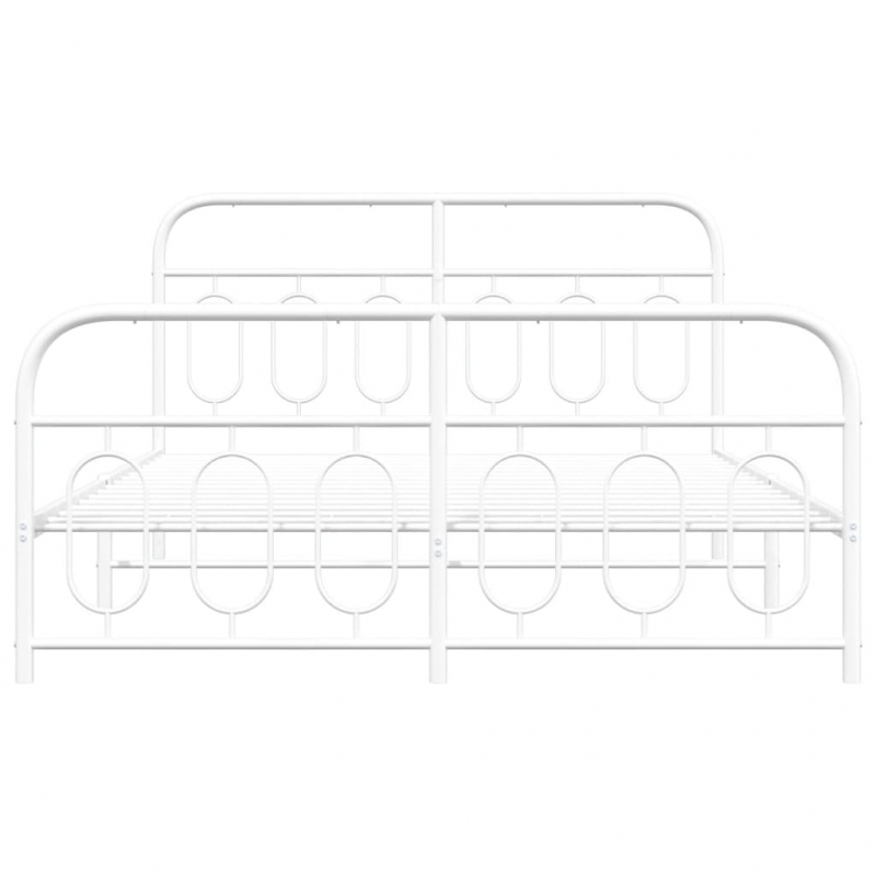 Bettgestell mit Kopf- und Fußteil Metall Weiß 140x200 cm