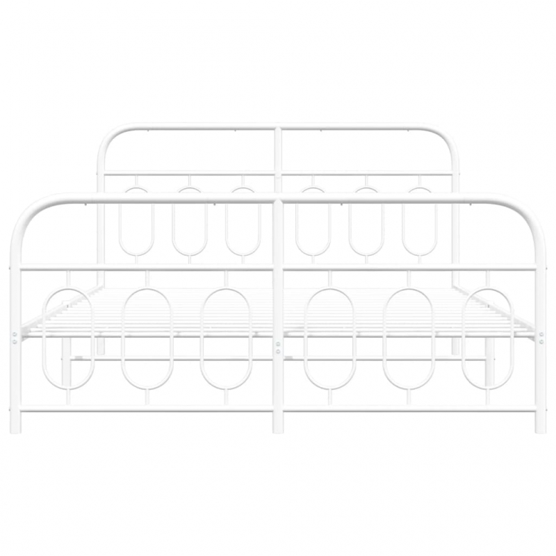 Bettgestell mit Kopf- und Fußteil Metall Weiß 150x200 cm