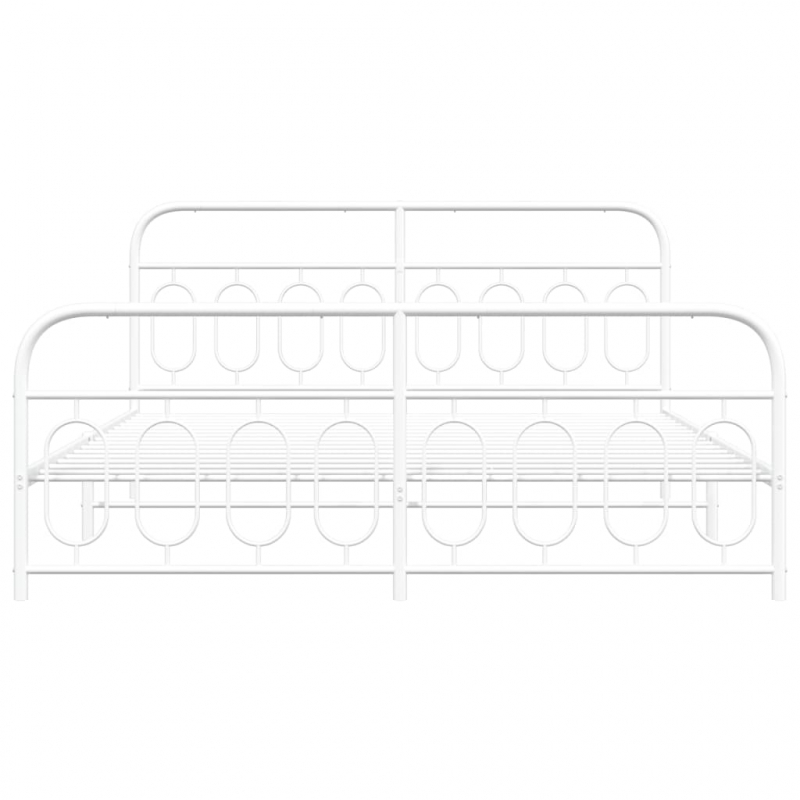 Bettgestell mit Kopf- und Fußteil Metall Weiß 180x200 cm