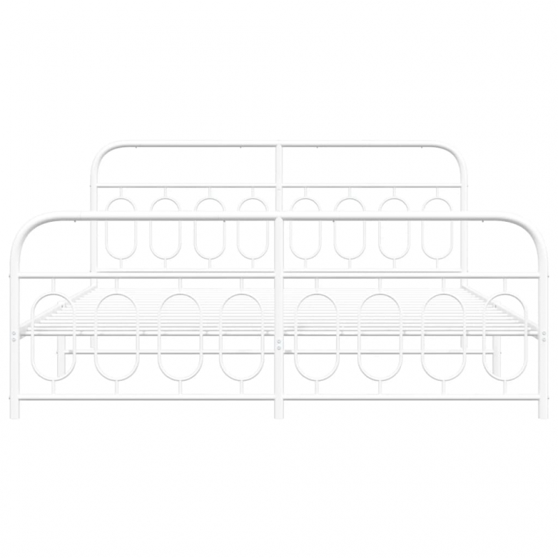 Bettgestell mit Kopf- und Fußteil Metall Weiß 183x213 cm