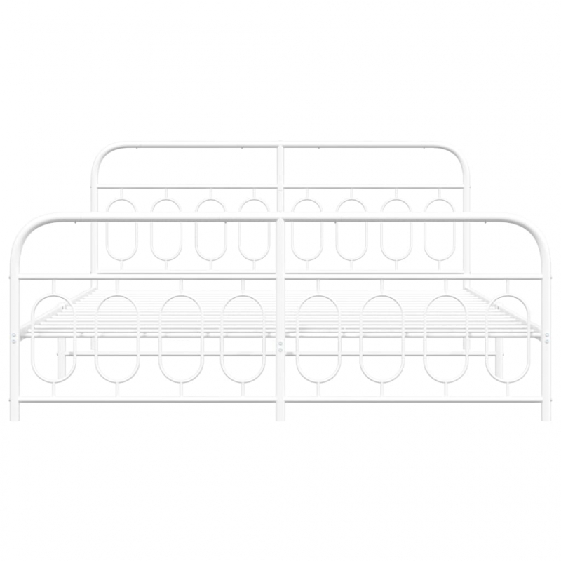 Bettgestell mit Kopf- und Fußteil Metall Weiß 193x203 cm