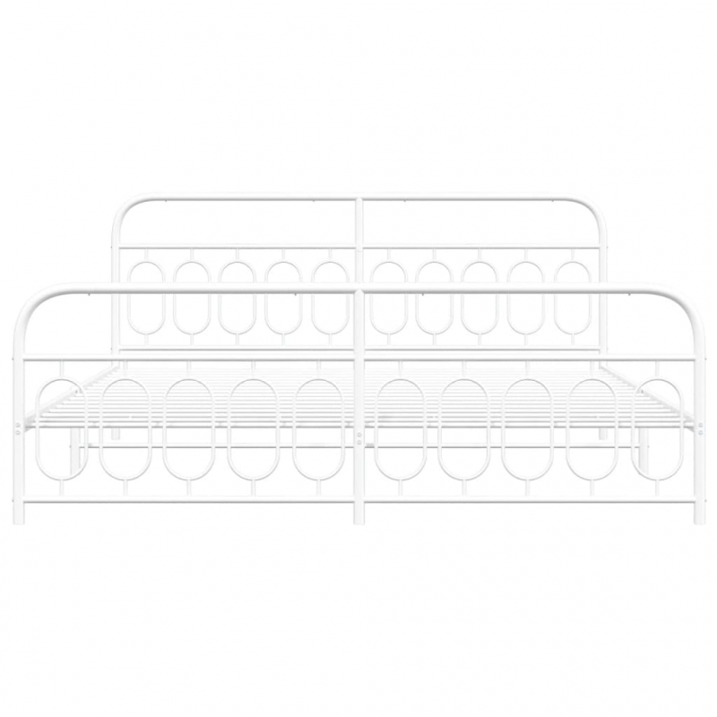 Bettgestell mit Kopf- und Fußteil Metall Weiß 200x200 cm