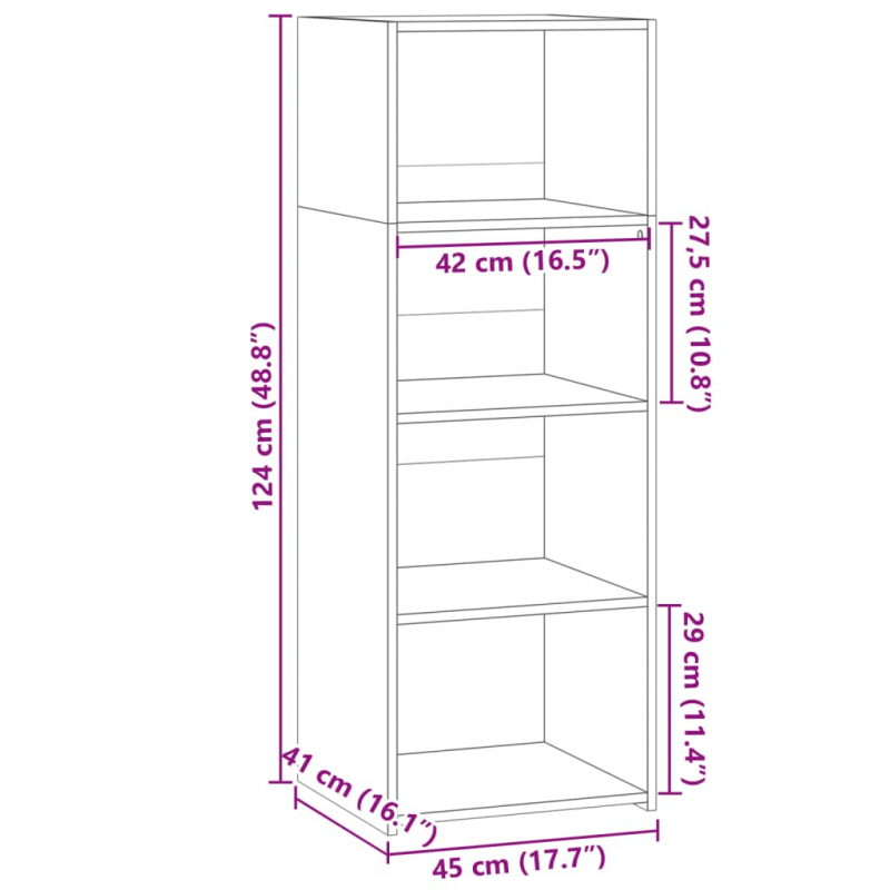 Highboard Betongrau 45x41x124 cm Holzwerkstoff