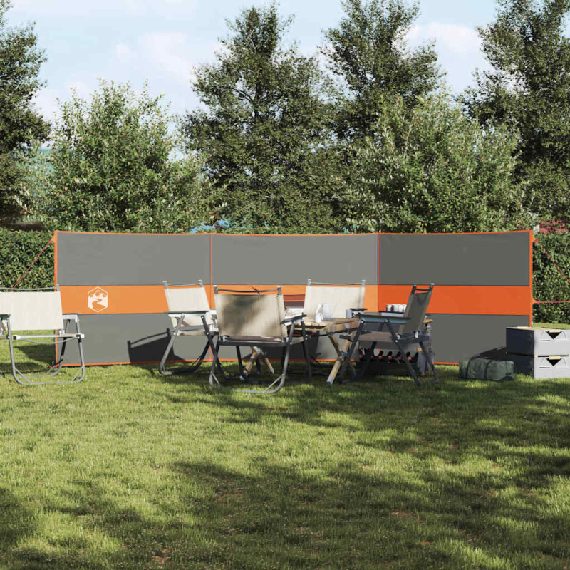 Camping-Windschutz Grau und Orange 490x123 cm Wasserdicht