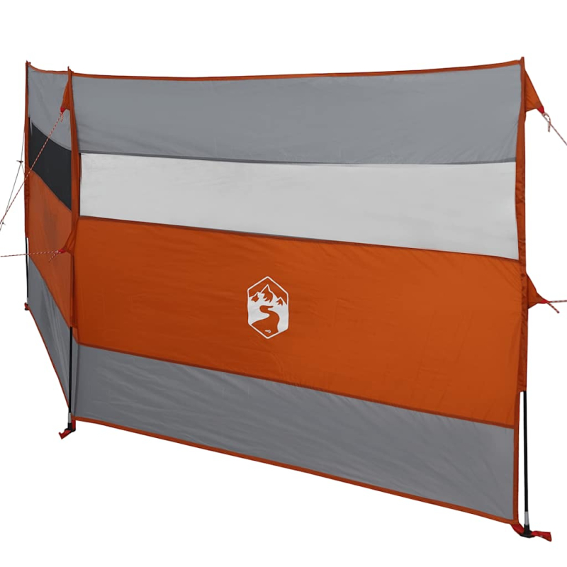 Camping-Windschutz Grau und Orange 340x130 cm Wasserdicht