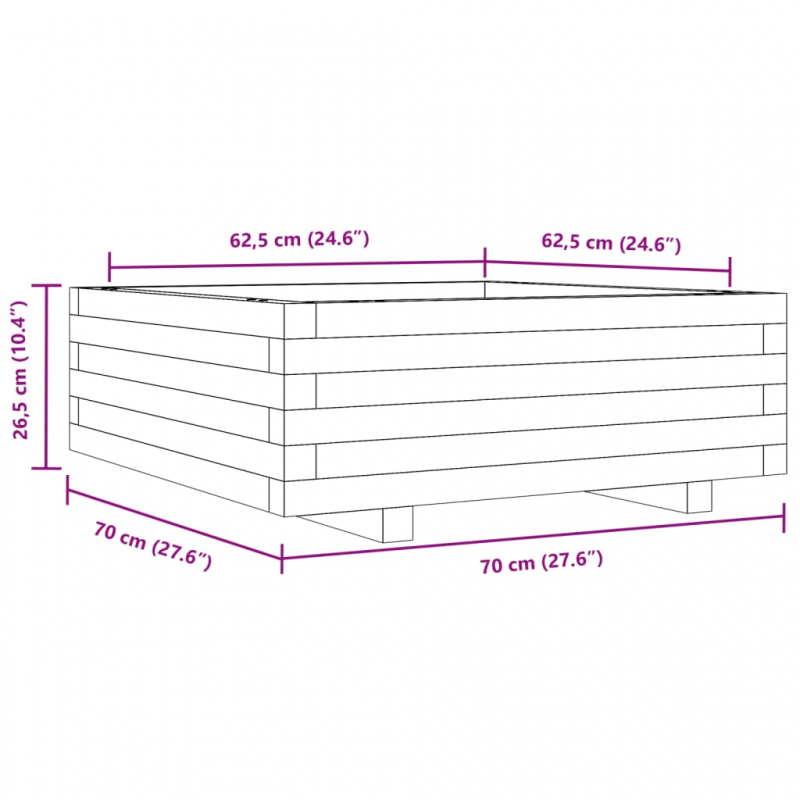 Pflanzkübel 70x70x26,5 cm Massivholz Kiefer