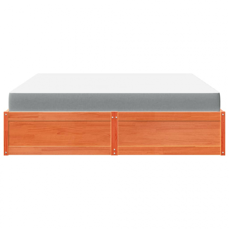 Bett mit Matratze Wachsbraun 180x200 cm Massivholz Kiefer