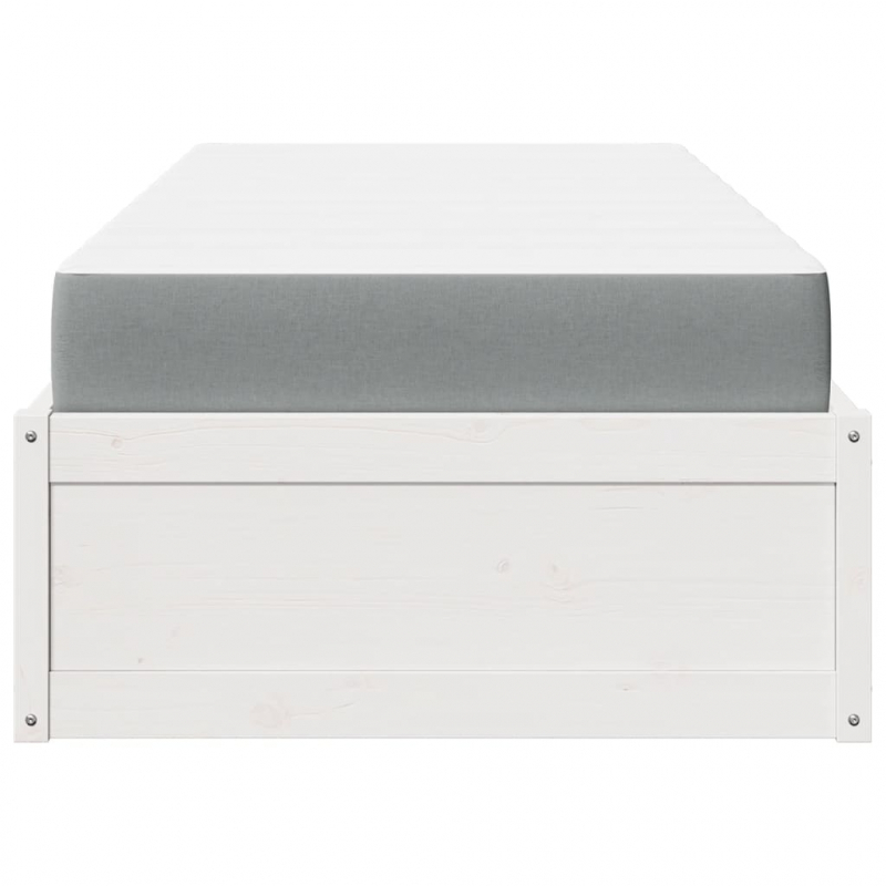 Bett mit Matratze Weiß 100x200 cm Massivholz Kiefer