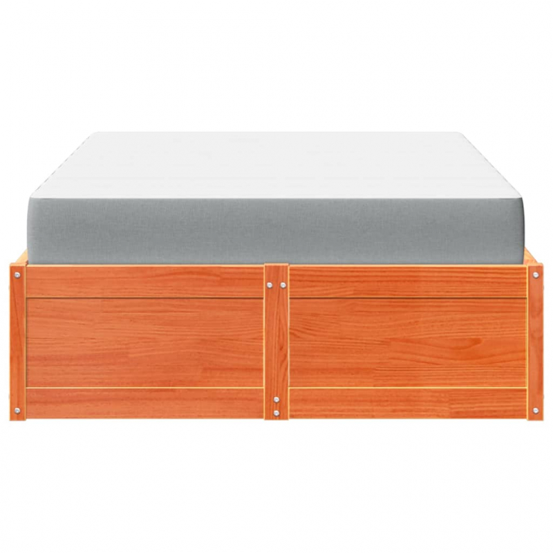 Bett mit Matratze Wachsbraun 140x190 cm Massivholz Kiefer