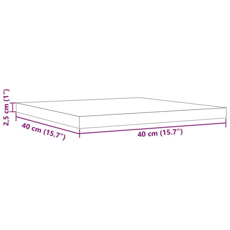 Tischplatte 40x40x2,5 cm Quadratisch Massivholz Kiefer