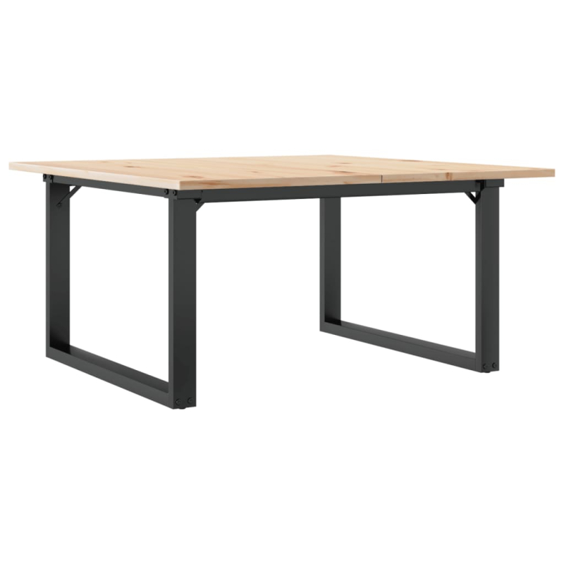 Couchtisch O-Gestell 80x80x45cm Massivholz Kiefer und Stahl