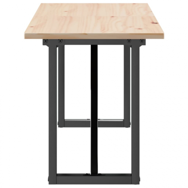 Couchtisch O-Gestell 160x40x45 cm Massivholz Kiefer & Stahl