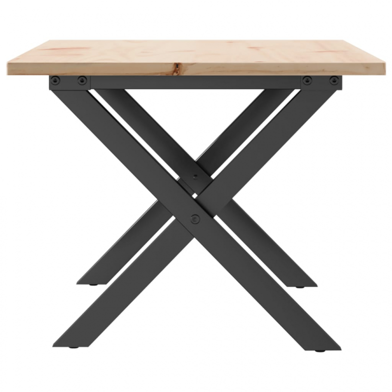 Couchtisch X-Gestell 80x50x40cm Massivholz Kiefer und Stahl