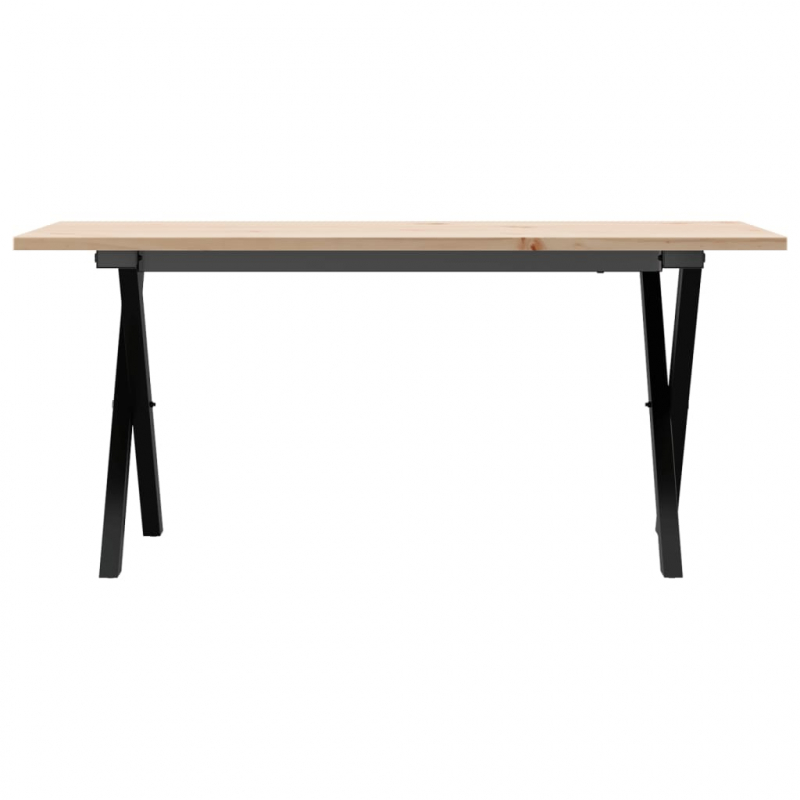 Couchtisch X-Gestell 90x40x45cm Massivholz Kiefer und Stahl
