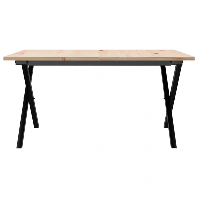 Couchtisch X-Gestell 90x90x45cm Massivholz Kiefer und Stahl