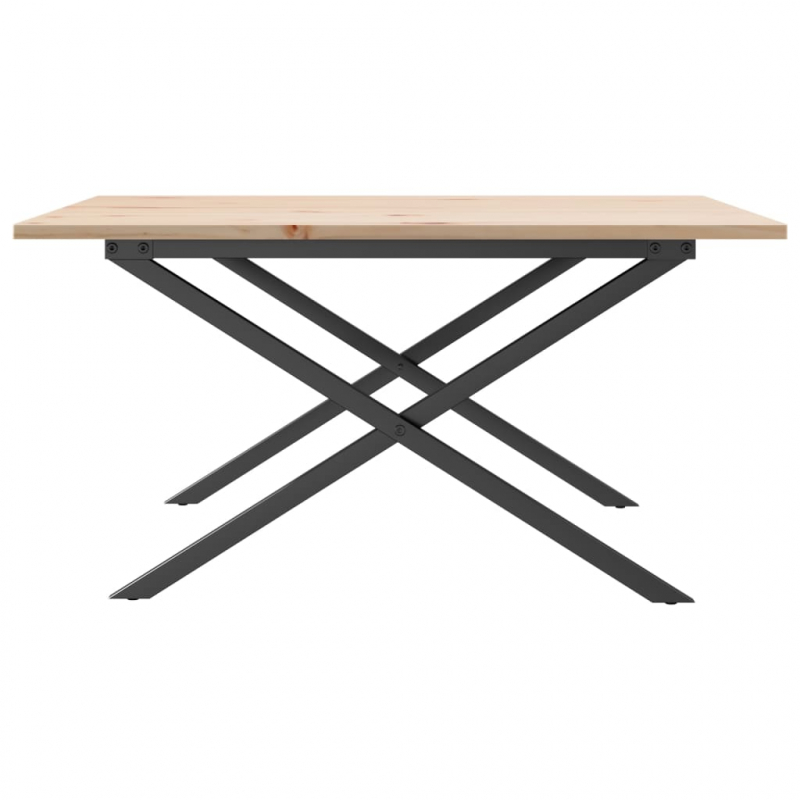 Couchtisch X-Gestell 90x90x45cm Massivholz Kiefer und Stahl