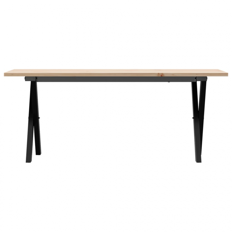 Couchtisch X-Gestell 110x40x45 cm Massivholz Kiefer & Stahl