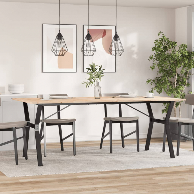 Esstisch Y-Gestell 200x100x75cm Massivholz Kiefer und Stahl
