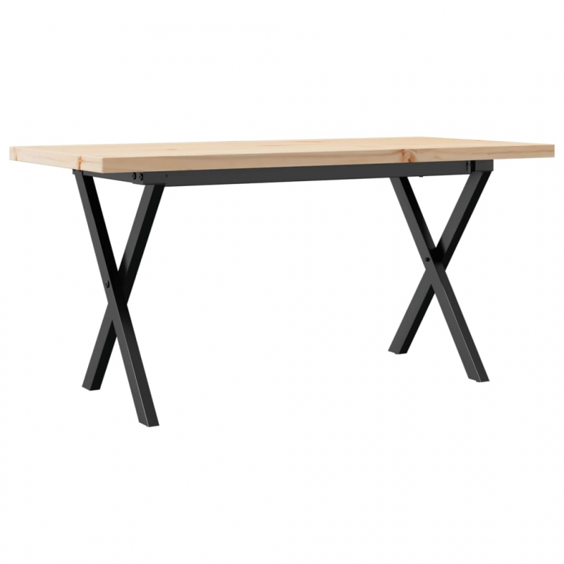 Couchtisch X-Gestell 90x40x45,5cm Massivholz Kiefer & Stahl