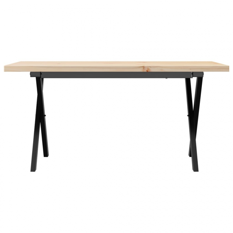 Couchtisch X-Gestell 90x40x45,5cm Massivholz Kiefer & Stahl