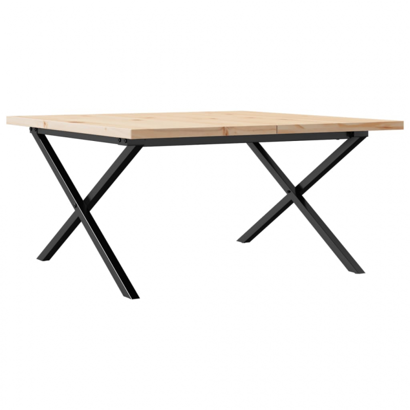 Couchtisch X-Gestell 90x90x45,5cm Massivholz Kiefer & Stahl