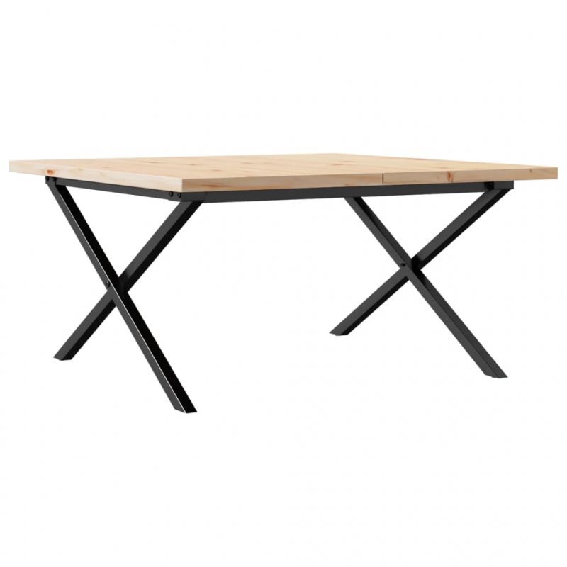 Couchtisch X-Gestell 90x90x45,5cm Massivholz Kiefer & Stahl