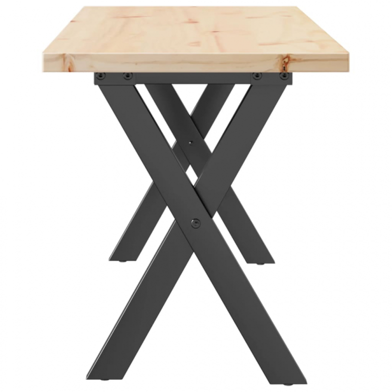 Couchtisch X-Gestell 110x40x45,5 cm Massivholz Kiefer Stahl