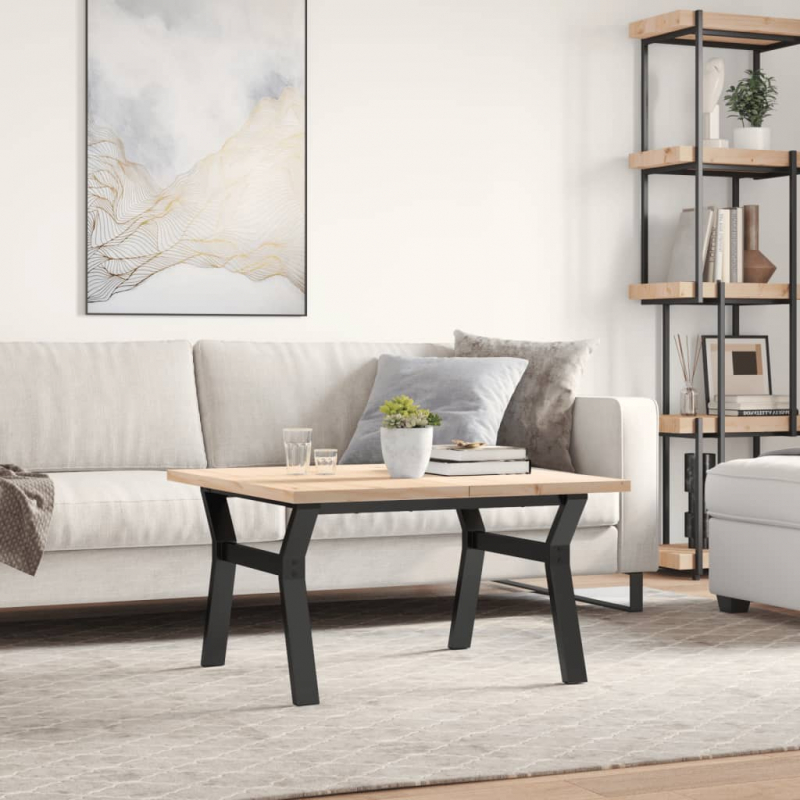 Couchtisch Y-Gestell 80x80x45,5cm Massivholz Kiefer & Stahl